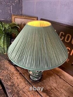 Ancienne Lampe De Table De Balustre En Céramique Chinoise Vintage Vert Large Country House
