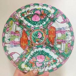 Ancienne Porcelaine Chinoise Famille Rose Or Peuple Oiseaux Fleurs Grande Assiette 10