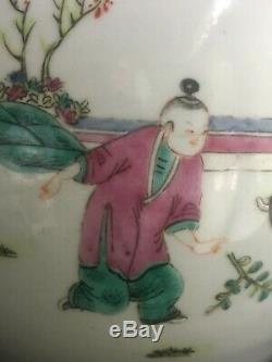 Anciennes Chinois Famille Rose Porcelaine Pot Vase Grand