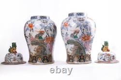 Antique (1711-1799) Paire impressionnante de grands vases en porcelaine chinoise Qianlong