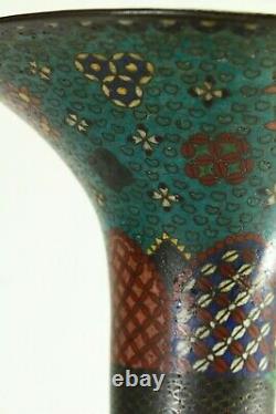 = Antique 18e/19e C. Vase Chinois Cloisonné Enamel Large Gu Forme 19