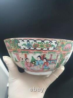 Antique 18ème Siècle Chinese Famille Rose Export Porcelaine Grand Bol