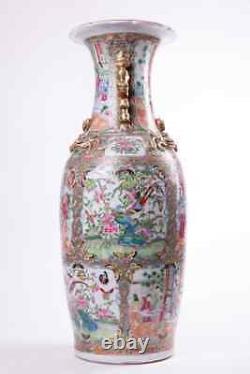 Antique 19ème Original Chinese Large Porcelain Vase Canton Famille Rose 60.5 CM