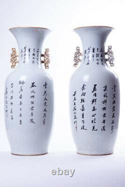 Antique 19ème Original Rare Chinois Vases En Porcelaine Famille Rose 58,5 CM