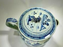 Antique 19ème Siècle Grand Petit Pot Canton Spout Thé En Porcelaine