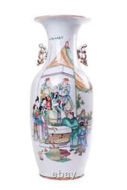 Antique 19ème Vase Chinoise De Porcelaine Vase Famille Rose 57,5 CM