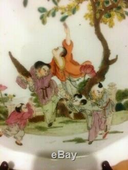 Antique Belle Grande Famille Chinoise Rose Porcelaine Plateau