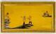 Antique C1900 Grande Peinture À L'huile Chinoisegold Gilt Framepaysage Avec Des Figures