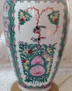 Antique Chinese Chinese Grande Table Vase / Lampe À Canapé Peint À La Main, H. 53cm