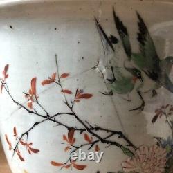 Antique Chinese Grand Planter Jardiniere Avec Inscriptions