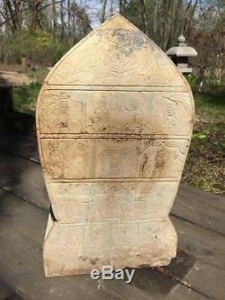 Antique Chinese Important Grand Seated Bouddha En Pierre Guan Yin Avec L'inscription