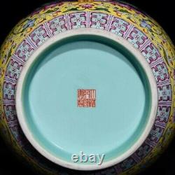 Antique Chinese Qing Dynasty Kangxi Famille Rose Grand Deer Porcelaine Vase 15.5