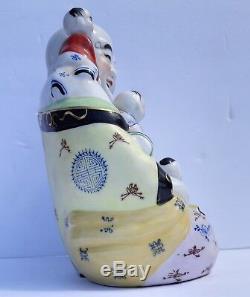 Antique Chinois Famille Rose Porcelaine Grand Bouddha
