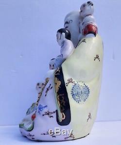 Antique Chinois Famille Rose Porcelaine Grand Bouddha