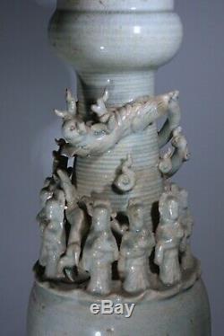 Antique Chinois Qingbai Glacé Grand Vase Funéraire Dynastie Song