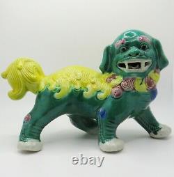Antique Début 20ème Siècle Grand Chinois Porcelaine Céramique Foo Dogs Statues