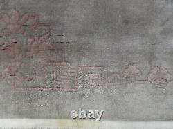 Antique Fait Main Art Déco Chinese Oriental Laine Gris Grande Rug 250x167cm