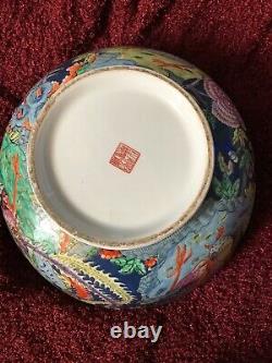 Antique Grand Chinois Oriental Asian Pottery Porcelaine Fish Bowl Planter