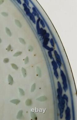 Antique Grand Chinois Underglaze Blue And White Export Charger Plate Guangxu
