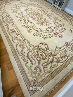 Antique Grand Tapis Indien En Style Chinois 100% Laine Forme Rectangulaire