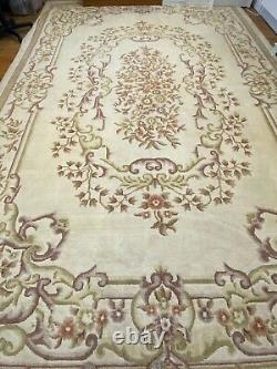 Antique Grand Tapis Indien En Style Chinois 100% Laine Forme Rectangulaire