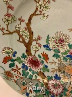 Antique Grande Famille Chinoise Rose Porcelaine Chargeur, Fin Du 18ème Siècle