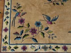 Antique Hand Made Art Déco Chinese Oriental Beige Wool Large Carpet 470x370cm