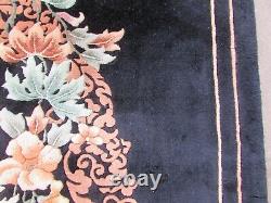 Antique Hand Made Art Deco Chinese Oriental Laine Noire Grand Tapis 320x230cm