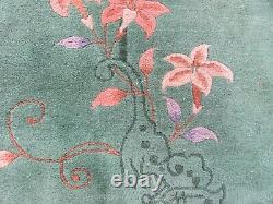 Antique Hand Made Art Deco Chinese Oriental Laine Verte Grand Tapis 317x274cm