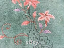 Antique Hand Made Art Déco Oriental Chinois Gree Laine Grand 317x274cm Tapis