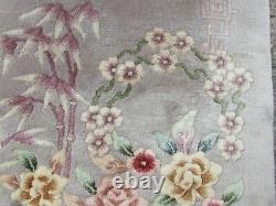 Antique Hand Made Art Déco Oriental Chinois Gris Laine Grand Tapis 250x167cm