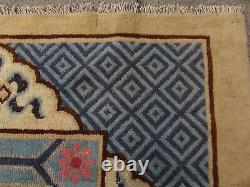Antique Hand Made Artdeco Chinese Oriental Beige Wool Large Carpet 355x280cm