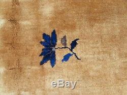 Antique Hand Made Artdeco Oriental Chinois Or Laine Bleu Grand 383x305cm Tapis
