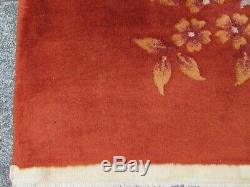 Antique Hand Made Laine Artdeco Oriental Chinois Rouge Grande 310x270cm Tapis