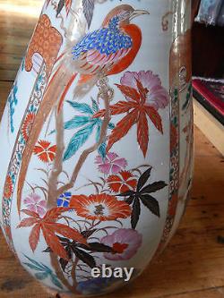 Antique Oriental Vase En Porcelaine Chinoise Extra Large Floral Paradise Birds 76cm