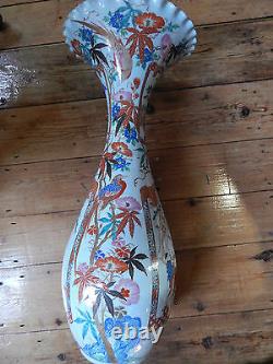 Antique Oriental Vase En Porcelaine Chinoise Extra Large Floral Paradise Birds 76cm