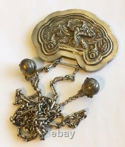 Antique Silver Chinese Grand Collier/pendentif/drop, Chaîne & Balles