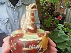 Antique Vase Chinois Du Début Du 19ème Siècle Avec Finials De Chien LID Et Foo