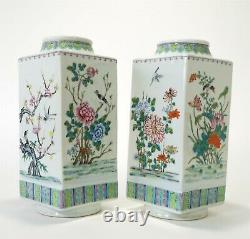 Antique Vintage Peint À La Main 11.25 Chine Export-grands Vases Floraux W Oiseaux