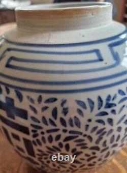 Antique X Grand Bleu Blanc Pot De Gingembre Pot De Mariage Double Bonheur
