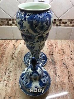Antiquités Stunning Grand Vase Bleu Et Blanc En Porcelaine De Delft Pot Illustrateurs