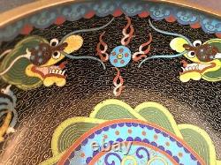 Beau Bol Chinois Antique De Cloisonne 5 Orteil / Griffe Imperial Dragon Grand