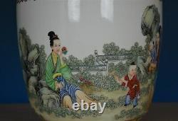 Beau Grand Vase Chinois Antique De Porcelaine De Rose De Famille Marqué Qianlong B802