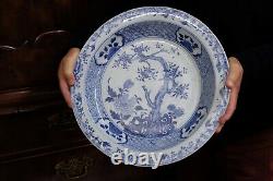 Belle Grand Chinen Porcelaine Profonde Chargeur Dish Kangxi 18èmec 41,5 CM 16,6 En
