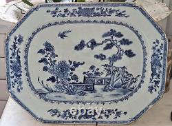 Belle Plaque Rectangulaire de Jardin Clôturé en Porcelaine Chinoise du XVIIIe siècle