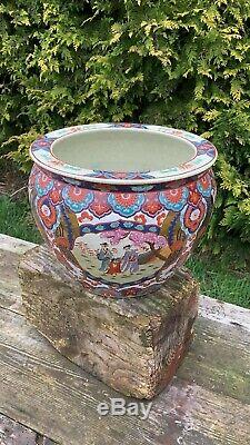 Belle Vintage Grand Japonais Jardinière Fish Pot Design Plante Bowl