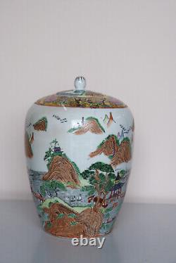 Belle paire de grands vases chinois anciens peints à la main en Famille Rose