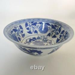 Bleu Antique Et Blanc Chinese Porcelaine Grande Fleur De Bol