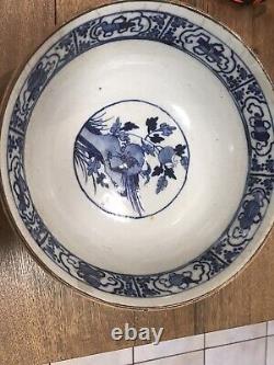Blue Antique De Chinese De Large Et Porcélaine Blanc 19 Siècle