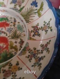 Bol à poissons en porcelaine chinoise avec marques Kangxi